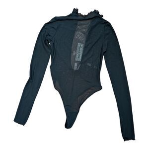 Black Mesh sheer bodysuit long sleeved size L